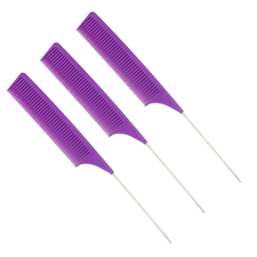 3x Plastic Weaving Highlighting Foiling Hair Combs Highlight Comb Purple