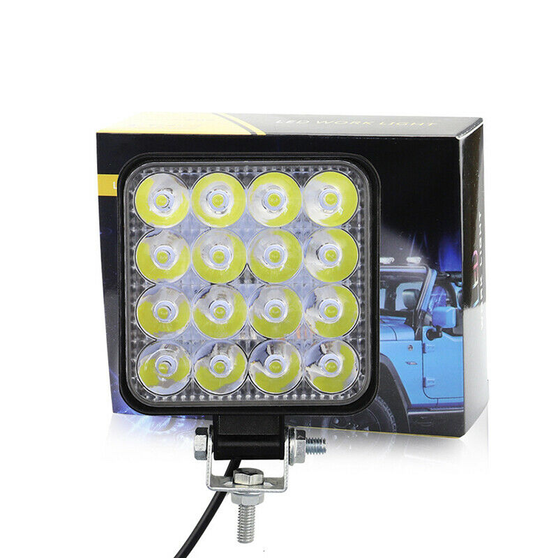 Square 48W LED Work Light 12V 24V Off Road Flood Spot Lamp For Car Truck SUV Kt