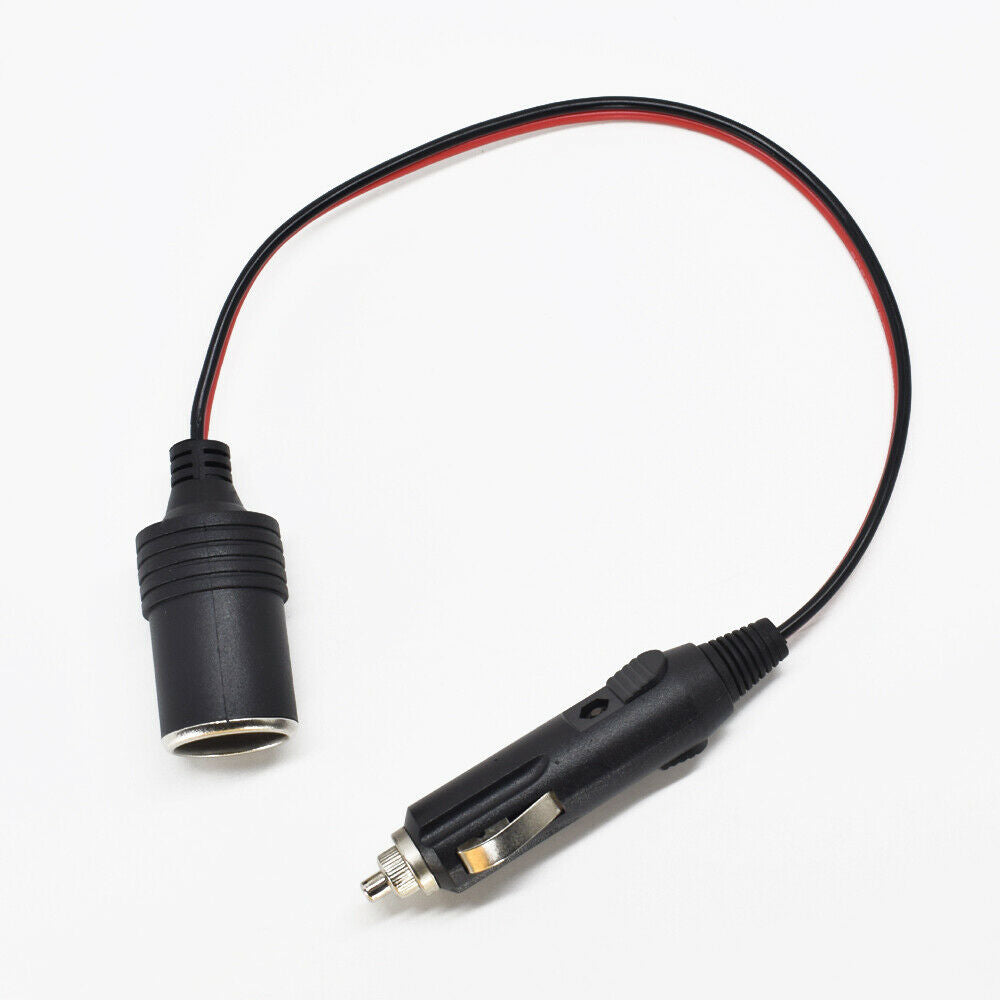 10pcs 30cm/1ft Car Cigarette Lighter Socket Male to Female Extension Cable Black