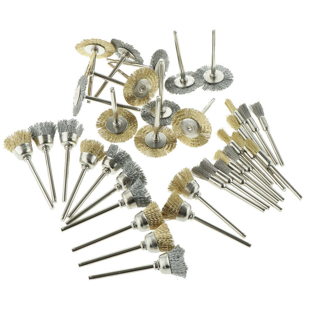 36Pcs Steel Wire Wheels Pen Brushes Set Kit Accessories for Rotary Tool