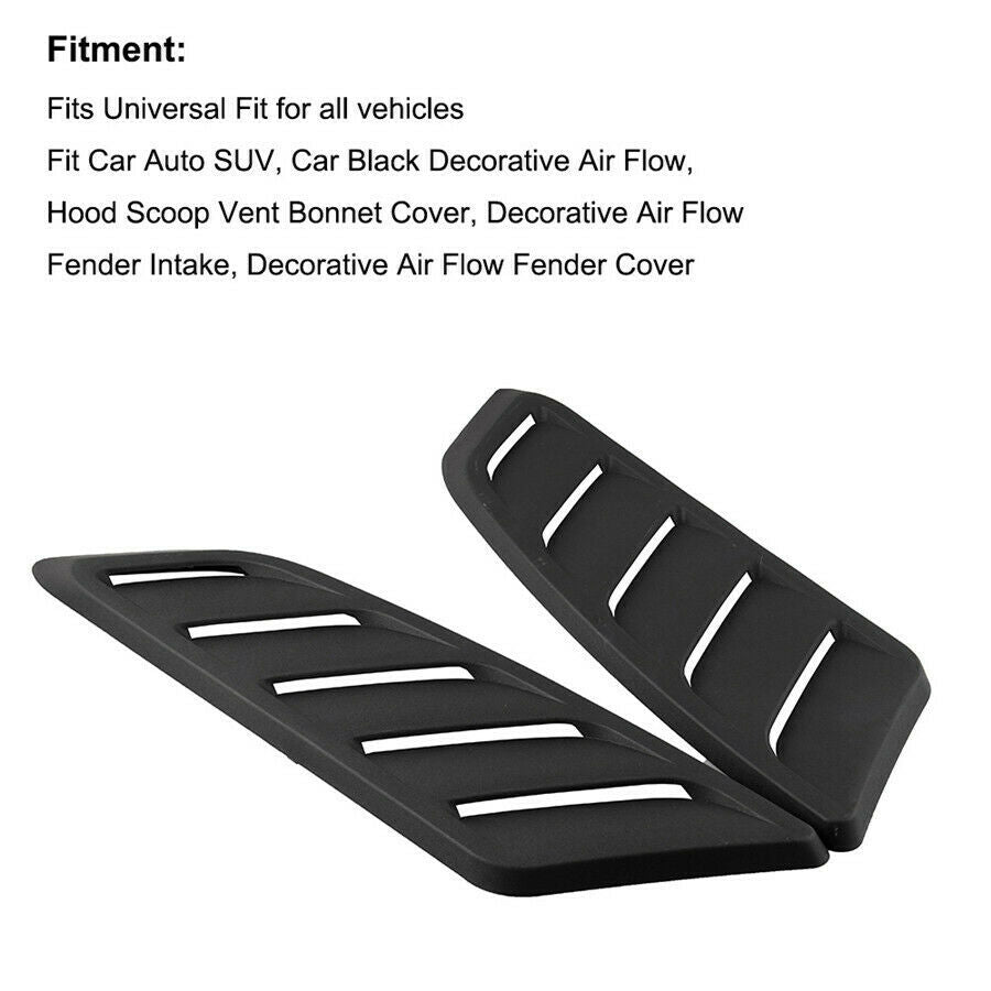 2x Car Air Flow Fender Intake Hood Scoop Vent Bonnet Cover Louvers Panels w/Tape