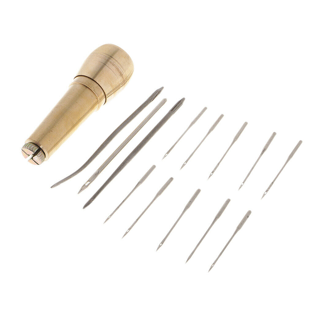 14pcs/set Leathercraft Copper Handle Sewing Awl Set Leather Fabric Tent