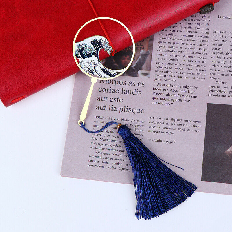 Shenlaichuan Surf Fan Wave Metal Fringed Bookmarks Brass Elegant Gift Boo.l8