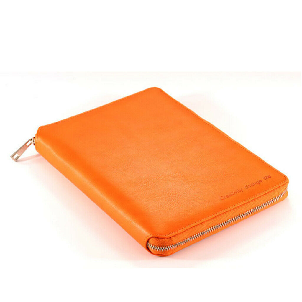 Leather Zipper Padfolio with Replaceable Loose-leaf Paper 80 Sheet Brown