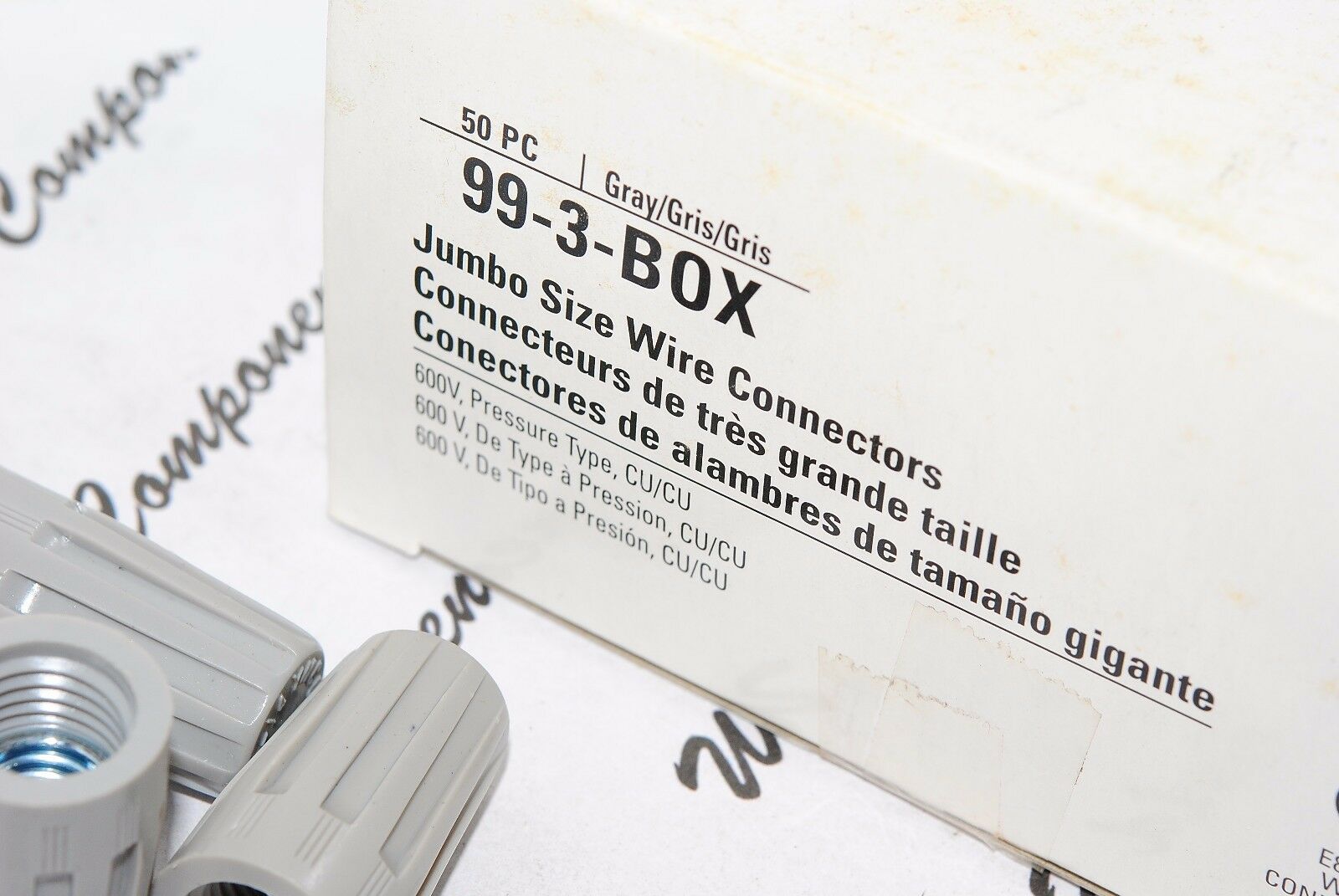 10pcs - COOPER 99-3 8-14AWG GRAY JUMBO SIZE WIRE CONNECTORS / NUTS