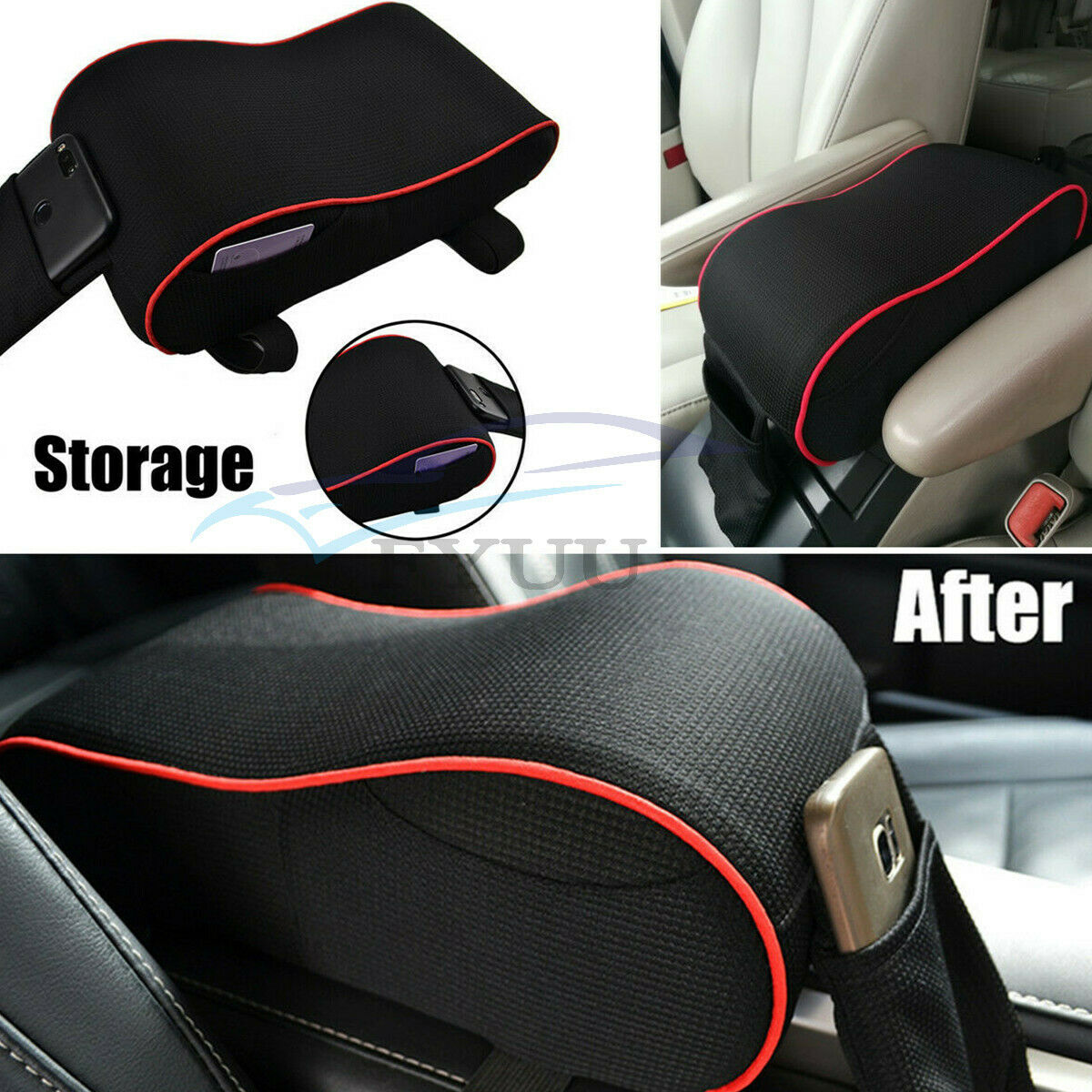 Car Center Console Armrest Pad Arm Rest Protective Case with Phone Storage Bag