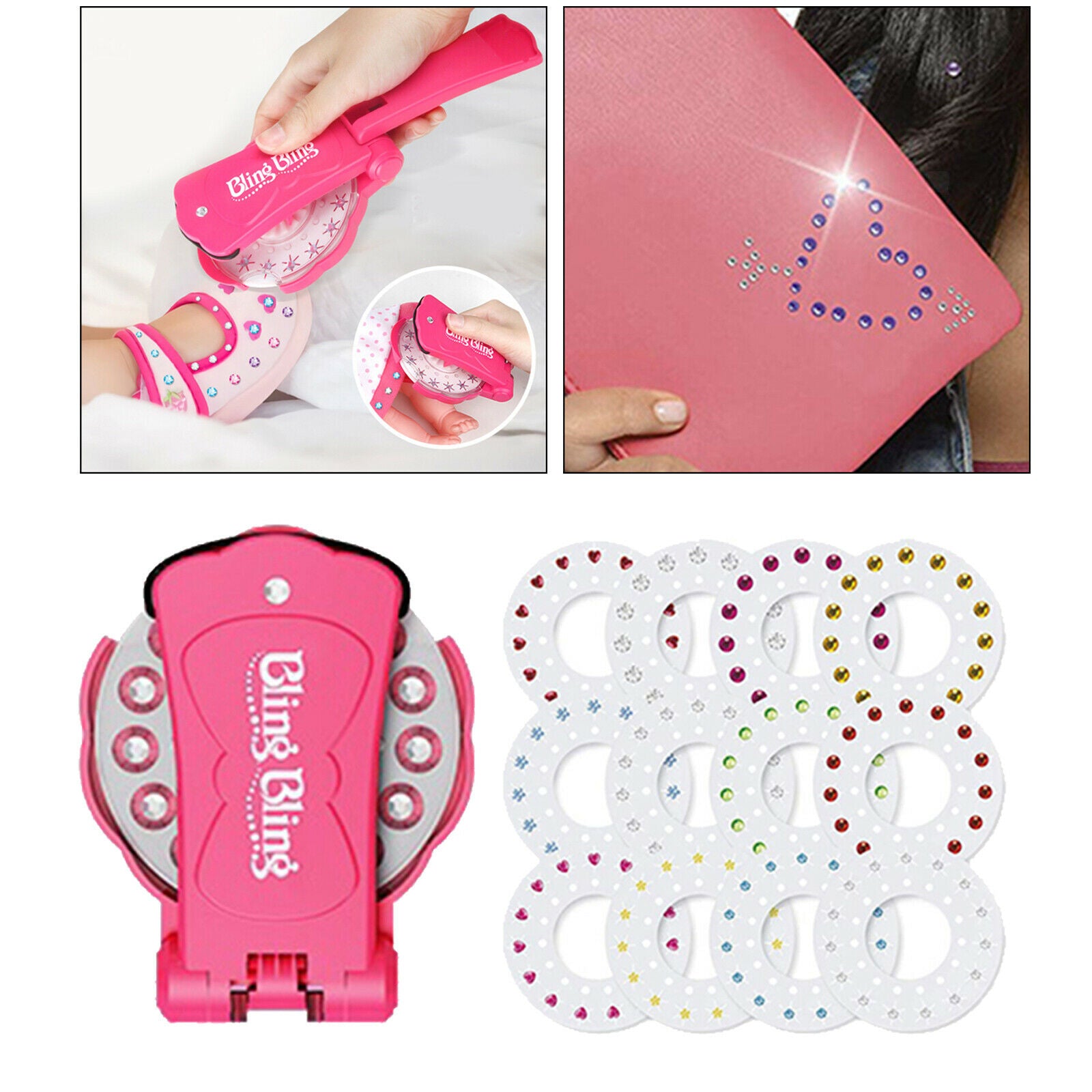 Bling Diamond Hair Sparkle Stapler Machine Set Gems for Shirt Decor Gift