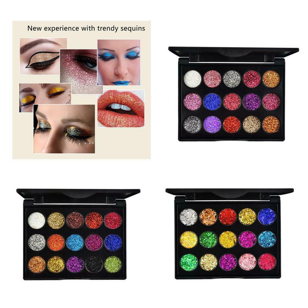 3Pcs Shimmering Metallic 15 Colors Eyeshadow Palette Eye Shadow Powder