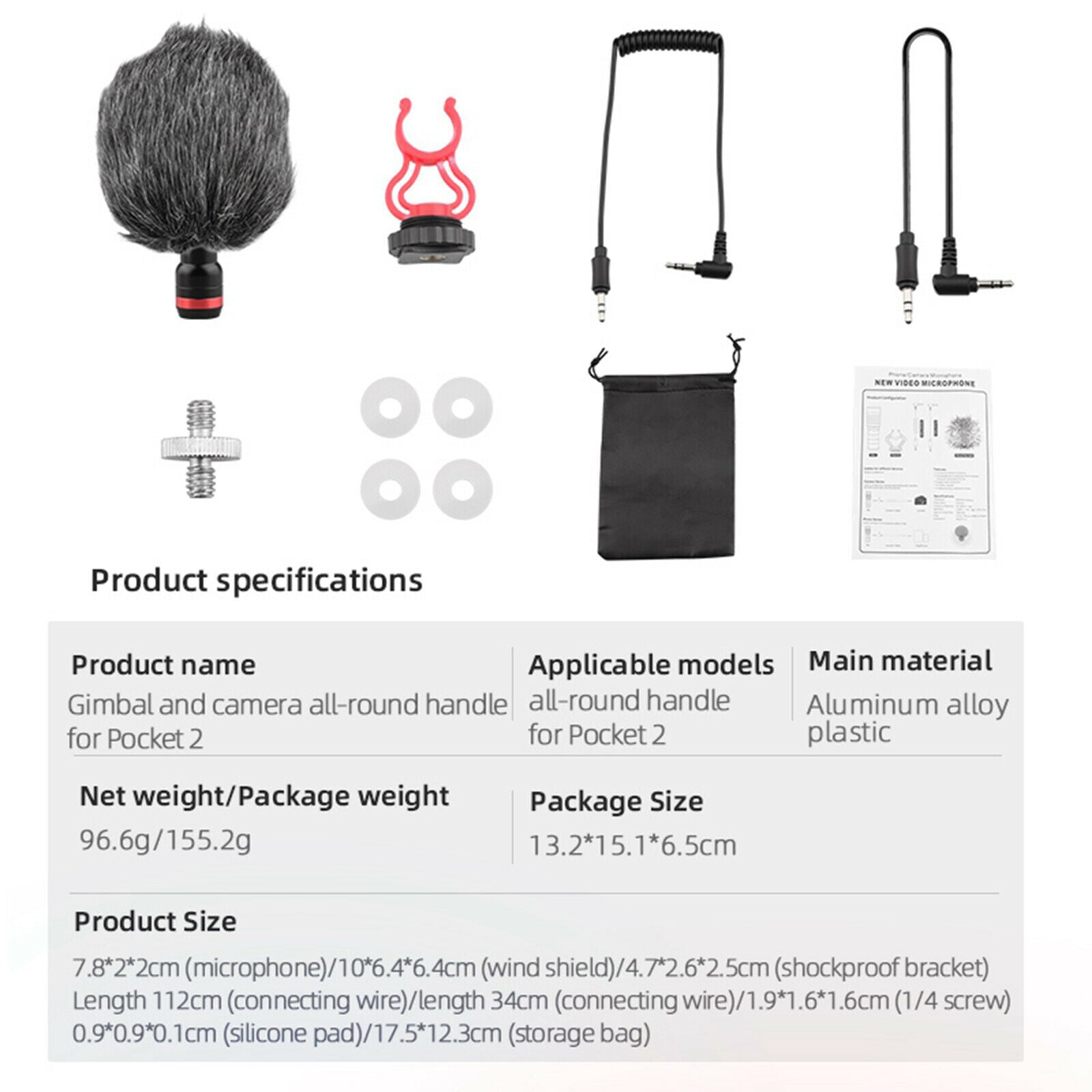 Video Microphone Compact on Camera Microphone Mic for Pocket2 DSLR Camera