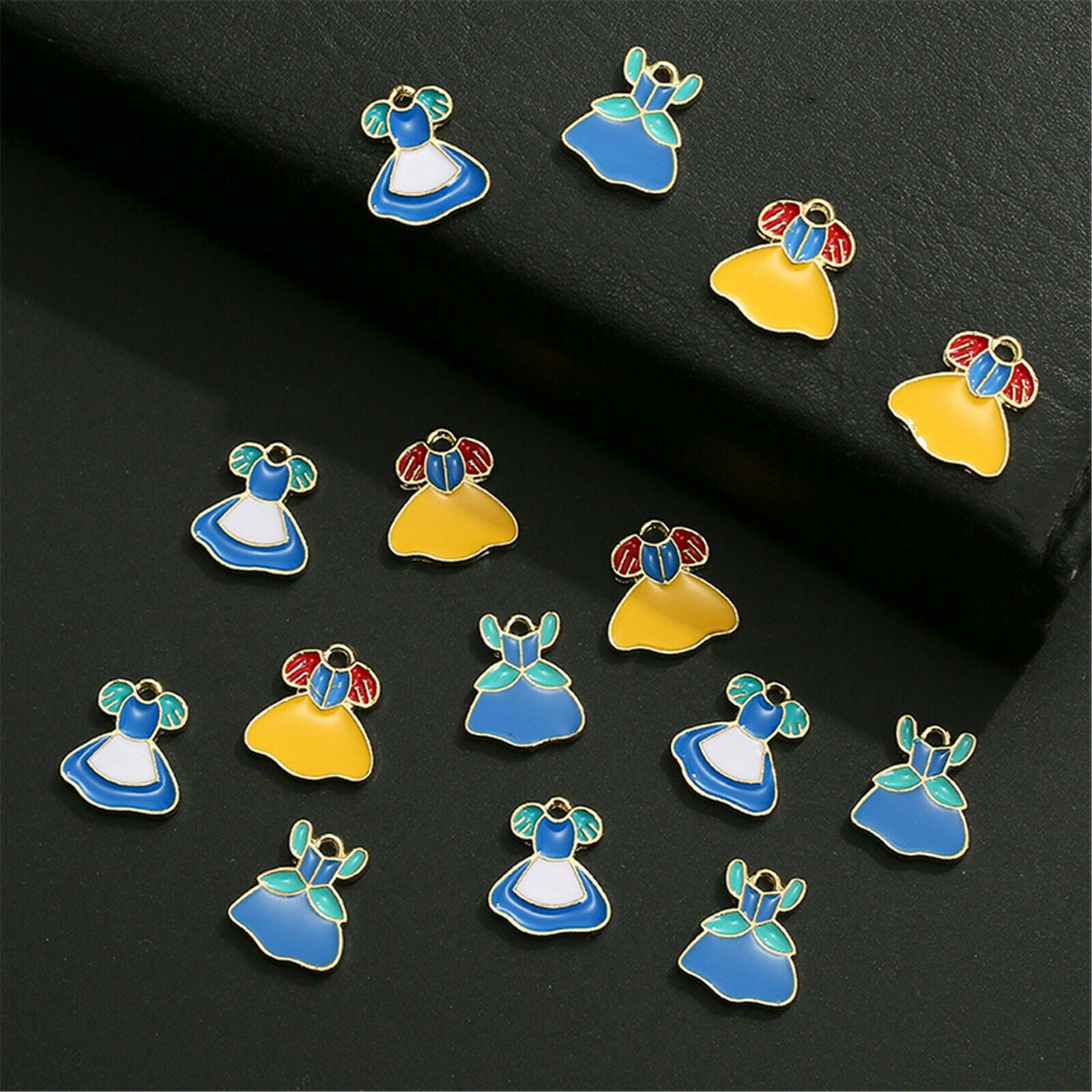 10PCS Alloy Multicolor Enamel Princess Dress Charms Pendant DIY Findings Crafts