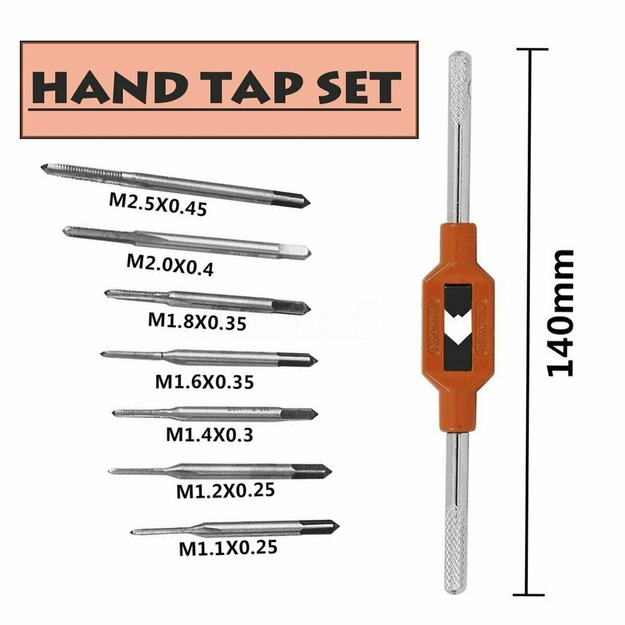 Drill Straight Fluted Screw Tread Tap Metric Hand Tap Tools Mini M1-M8