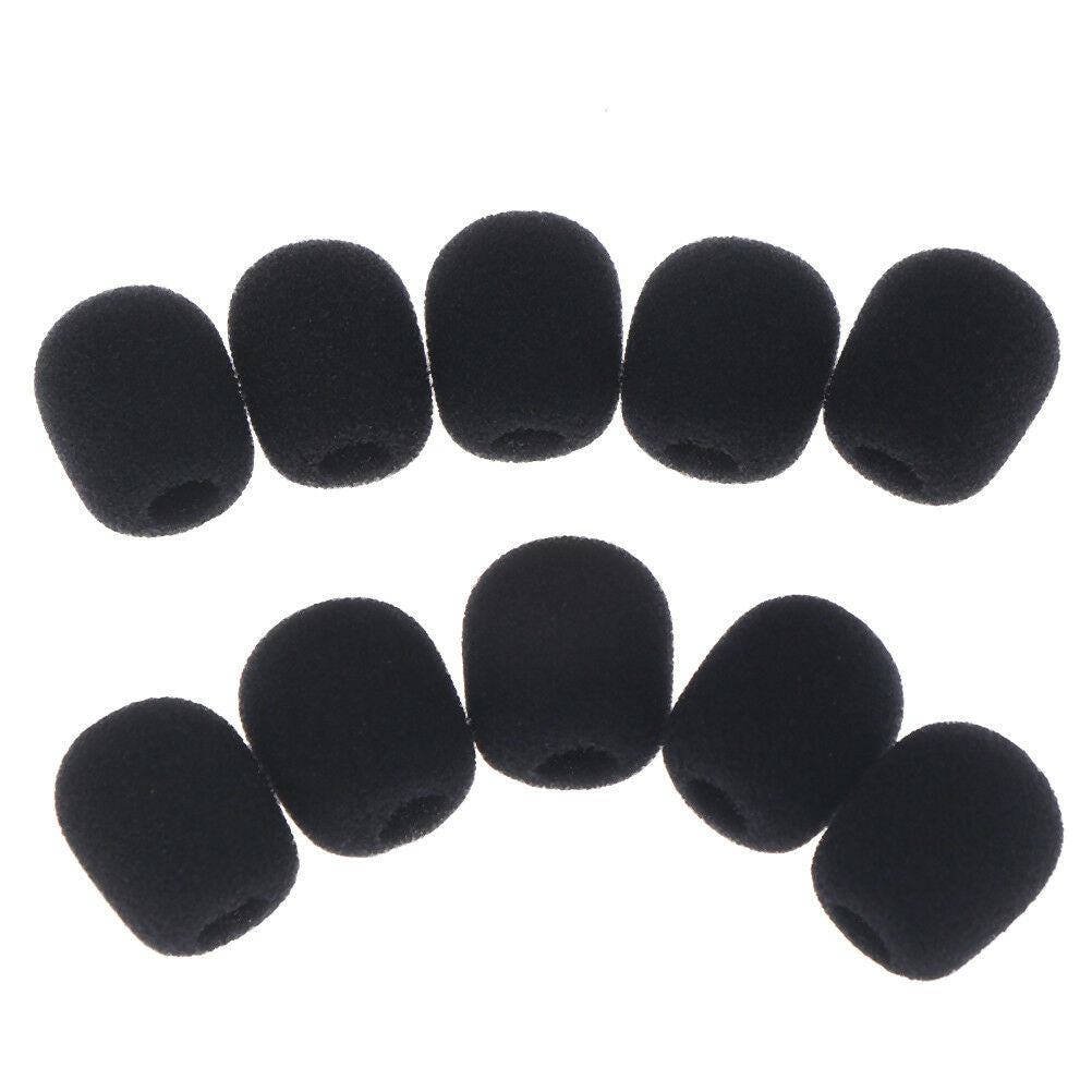 10x Practicals Small Black Microphone Headset Windscreen Sponge Foam Mic Covers