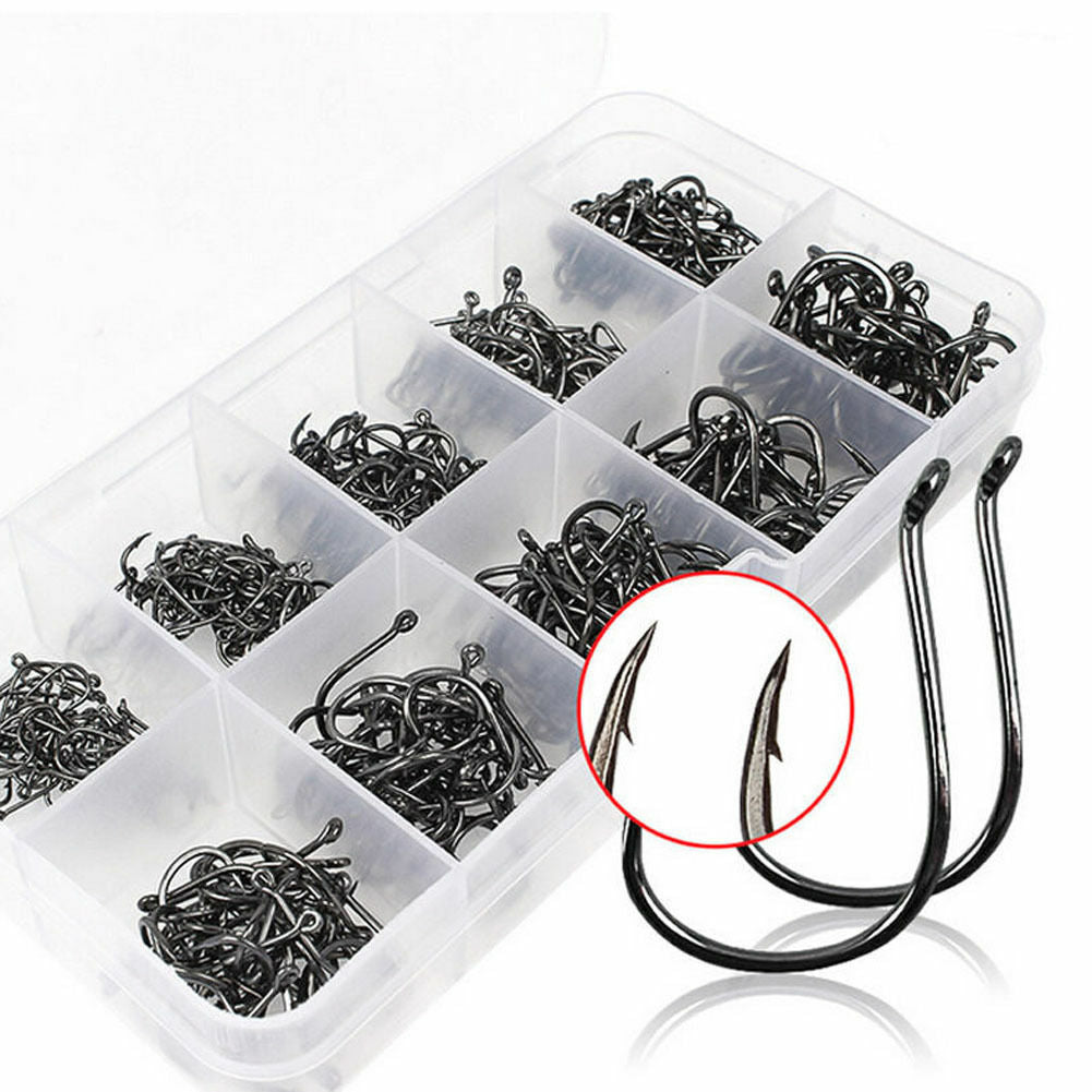 500pcs Assorted Sharpened Metal Fishing Hooks Tackle LuresBaits10Size+Box BDAU