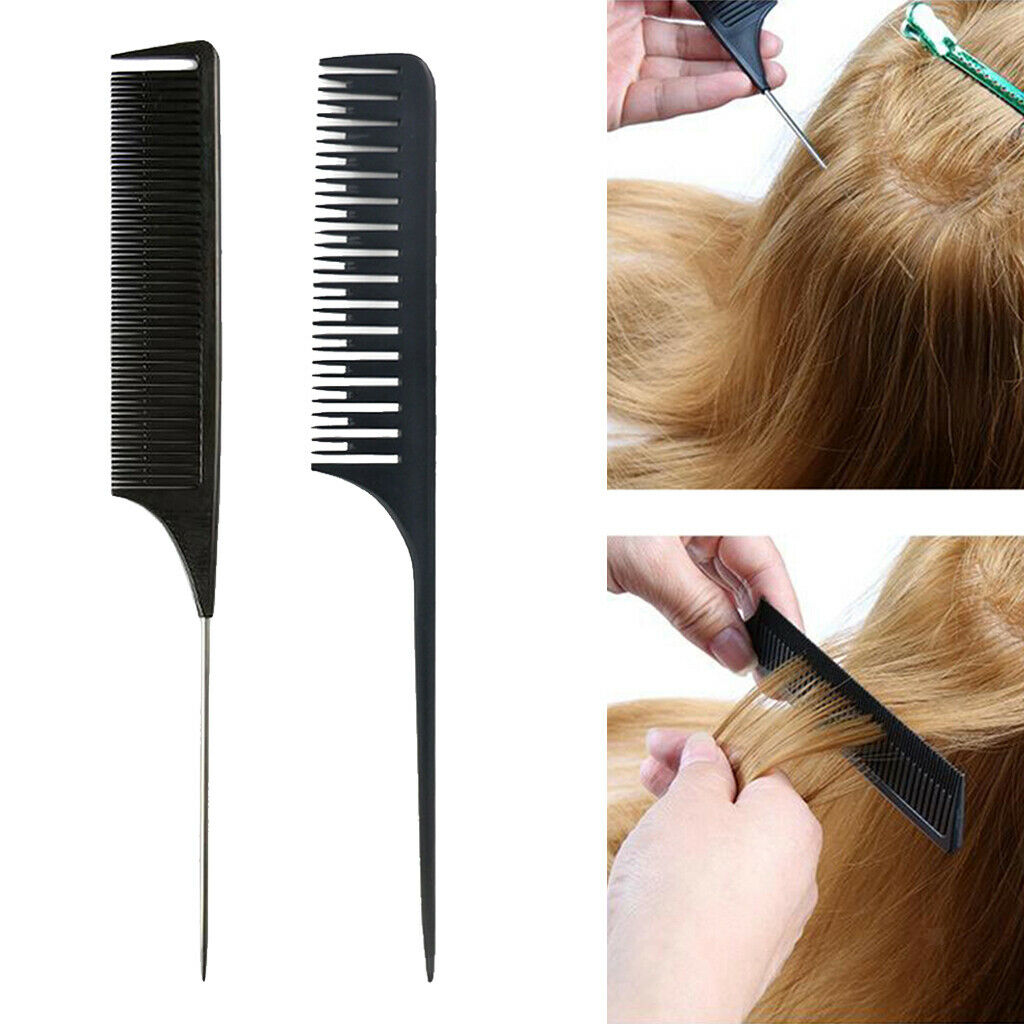 2x Plastic Sectioning Weaving Highlighting Foiling Comb Salon Rat Tail Comb