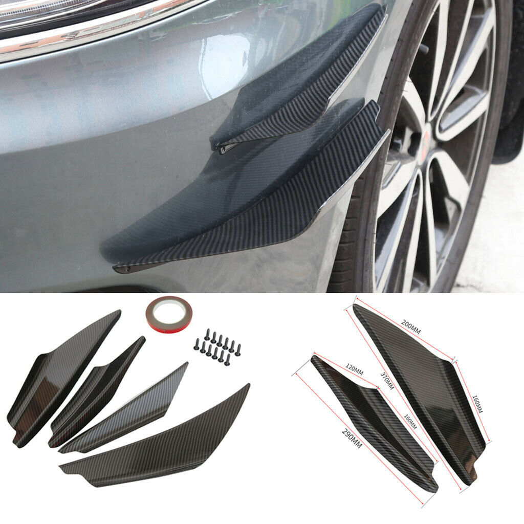 8 Pieces Golssy Universal Carbon Fiber Front Bumper Splitter Fins Trim Set
