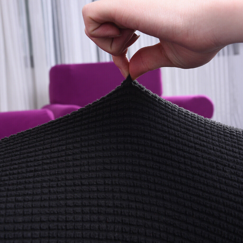 4Pieces Black_Size S Elastic Sofa Futon Seat Bench Cushion Slip Cover Couch