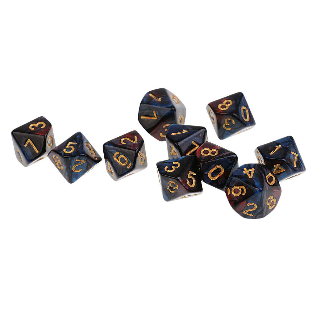 10X D10 Polyhedral Dice for   Games Durable Red Blue