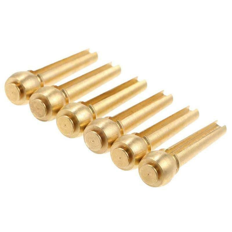 6Pack Guitar Bridge Pins,Pure Brass 6 String Pegs Endpin Replacement Parts