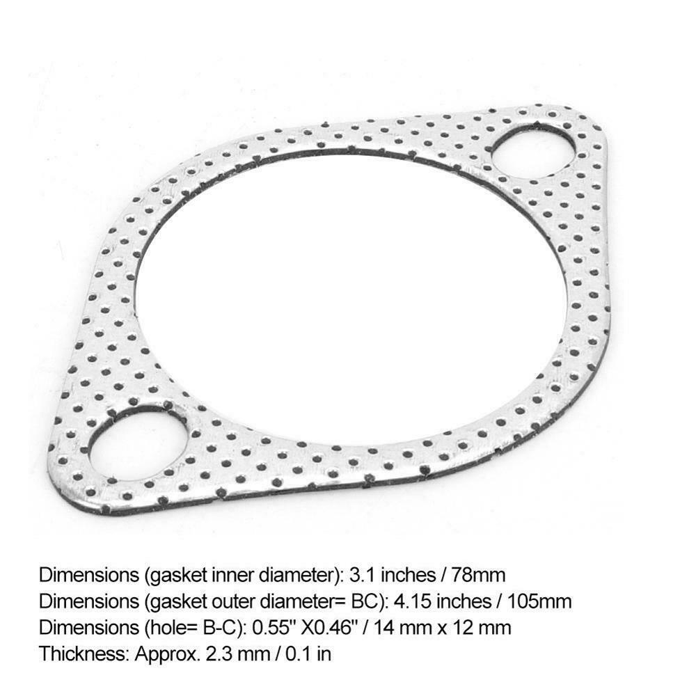 5Pcs  3in Ceramic Exhaust Pipe Metal Gasket with Reinforced Ring 76mm Downpipe