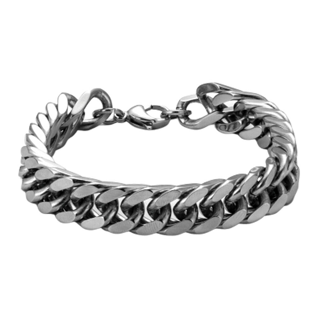 4x Fashion Cuban Curb Chain Bracelet Boys Punk Rock Hip-Hop Wrap Cuff Bangle