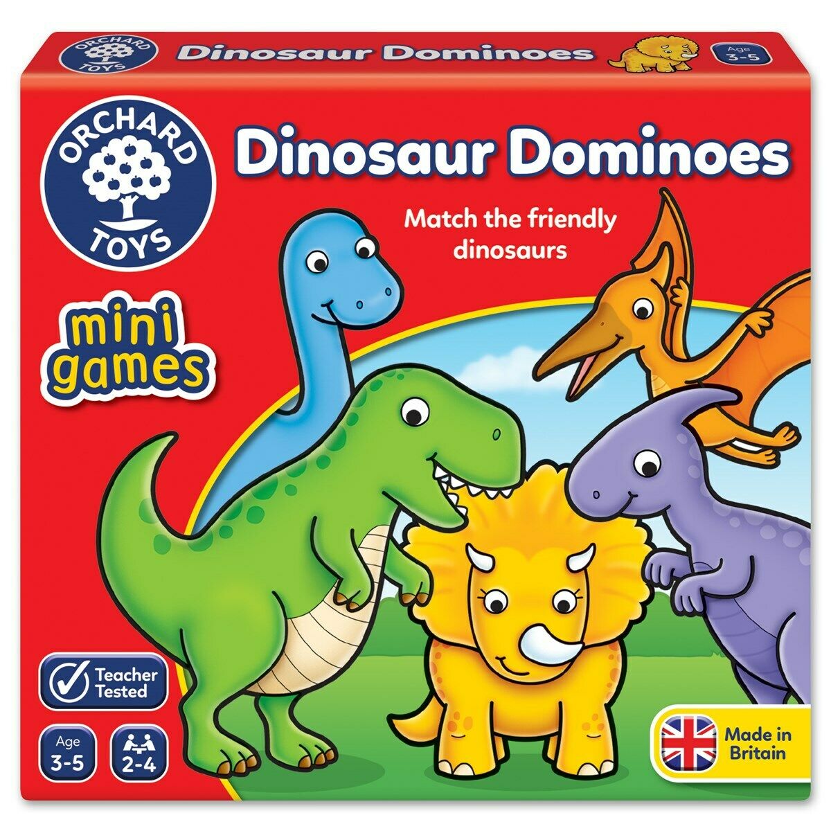 Orchard Toys 353 Dinosaur Dominoes Travel Mini Game 28 Cards Toddler Children 3+