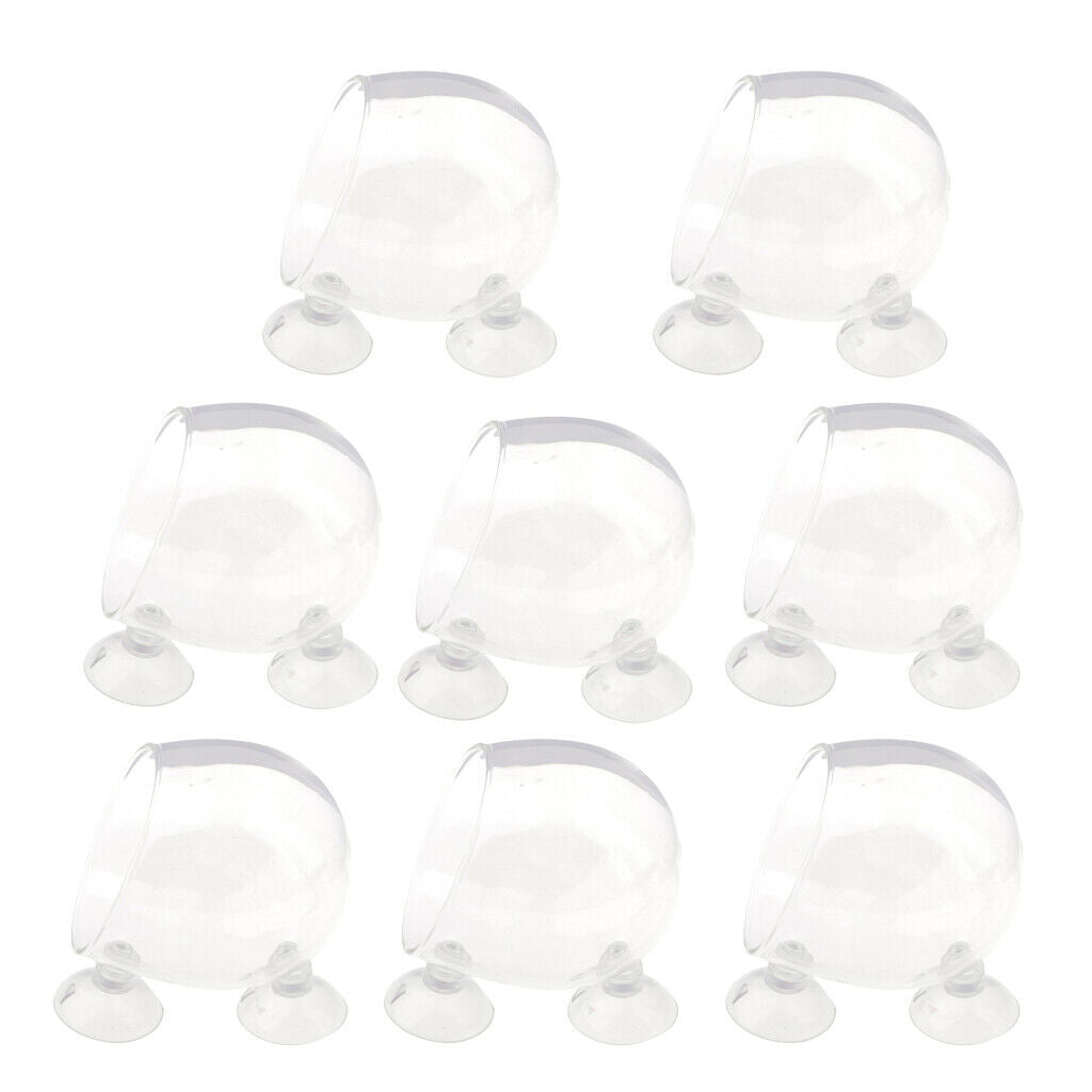 8Pcs Aquatic Plant Crystal Glass Cup Pot for Aquarium Fish Tank Plant Holder