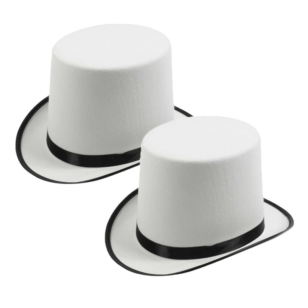 2x White Wizard Top Hat Party  Men Women Fancy Dress Costume Accessory