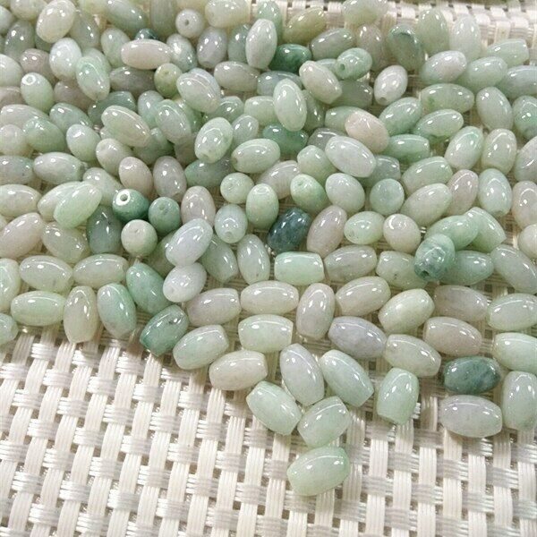 6x9mm Natural Myanmar green jade beads for DIY Rice shape jade loose beads 90pcs