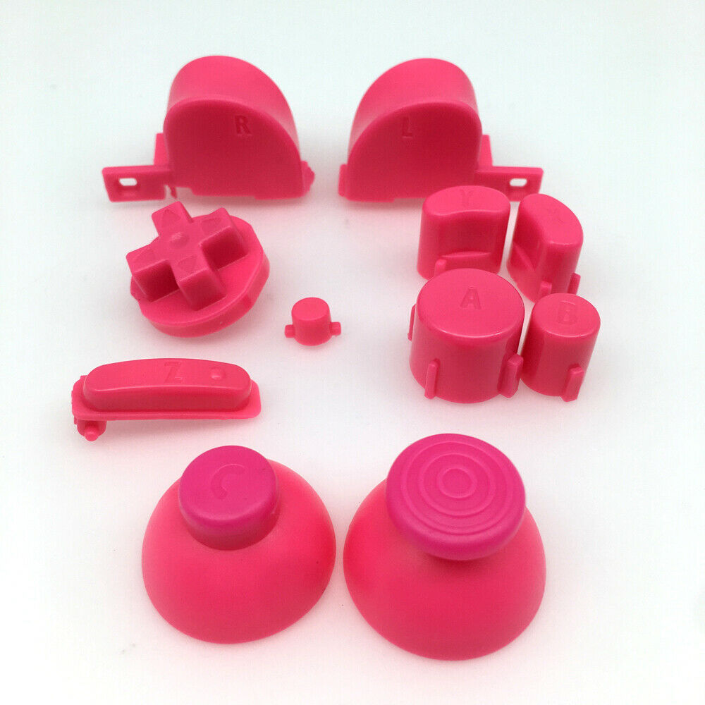 Pink ABXYZ Buttons+Analog ThumbStick D-pad Mod set for Nintendo NGC Controller