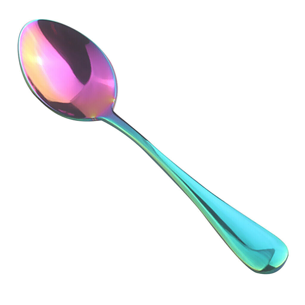 3pcs Durable Tea Spoon, Cutlery, Dessert Spoons, Stainless Steel Colorful