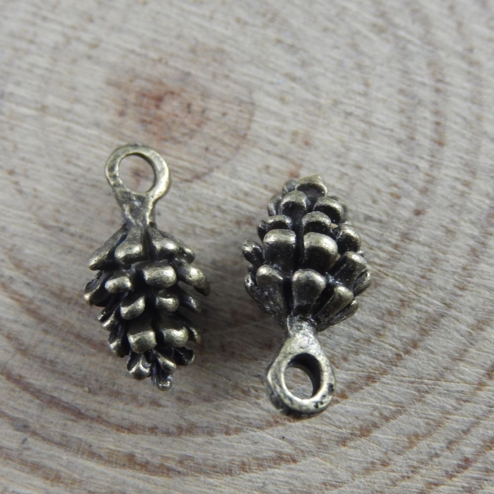 50 pcs Antiqued Bronze Pinecone Charm Alloy Bracelet Earring Pendant DIY 9*7*5mm
