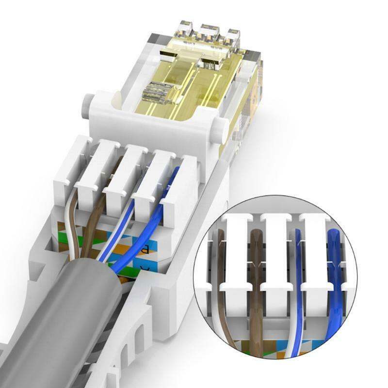 No Crimp CAT6 Connector RJ-45 Tool-Less Modular Pug 8-Position 8-Conductor
