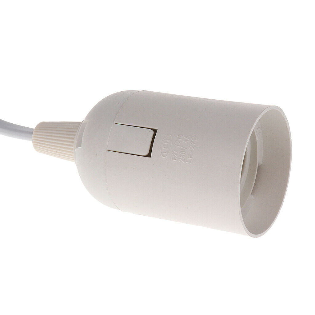 E27 Screw Lamp Socket Base White Pendant Light Holder Fitting with Switch