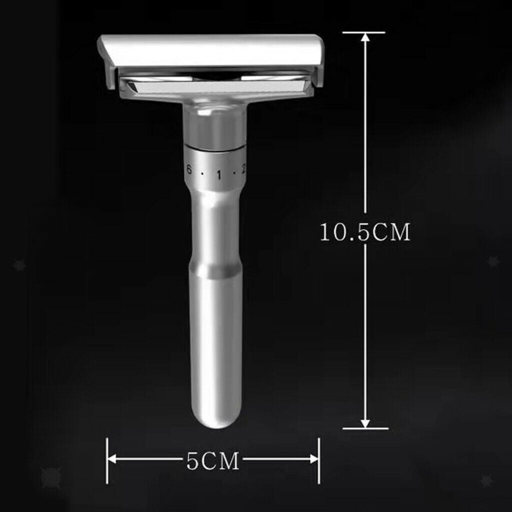 Mens Double Edge T Shaped Safety Razor Beard Shaver + Stainless Steel Blades