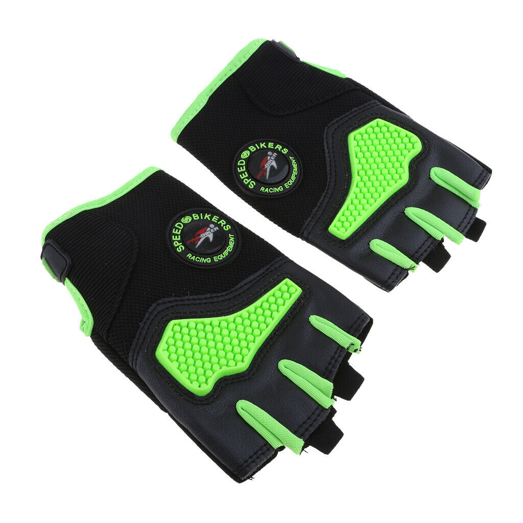 Green Half Finger Gloves for Motorcycle Bicycle Riding Cycling Sports XL