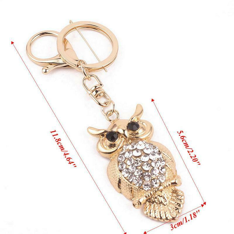 Owl Crystal Keyring Charm Pendant Handbag Purse Bag Key Ring Chain Keychain Gift