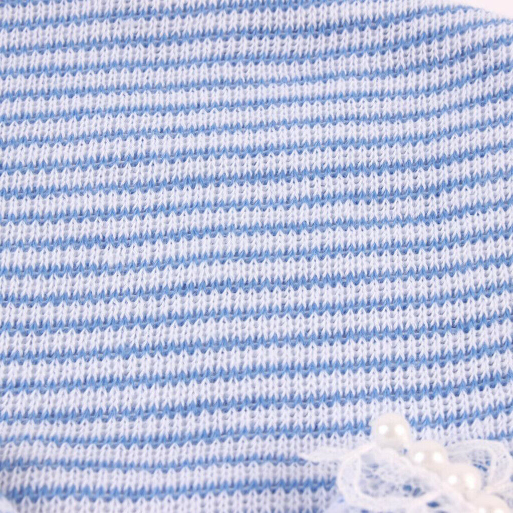Baby Infant Striped Soft Hat Knitted   Newborn Nursery Beanie Blue