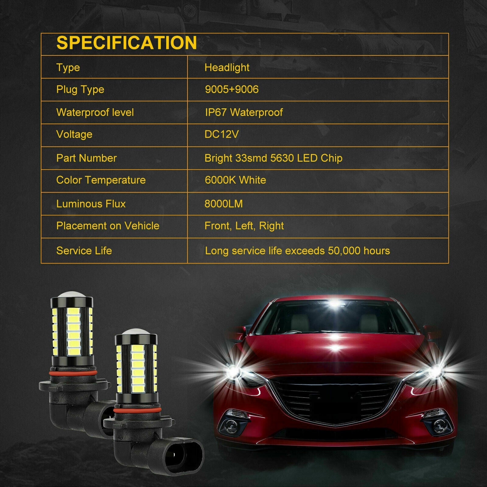 4x 9005 9006 LED Combo Headlight Bulb High Low Beam Kit 6000K Super Bright White