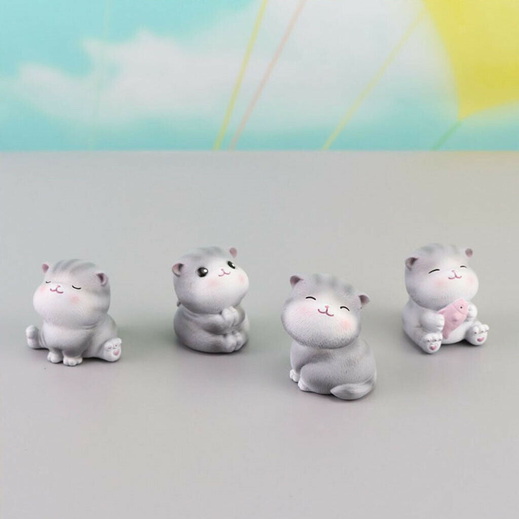 4pcs/Set Cat Furnishings Ornament Vivid for Desktop Bedroom Valentise Gifts