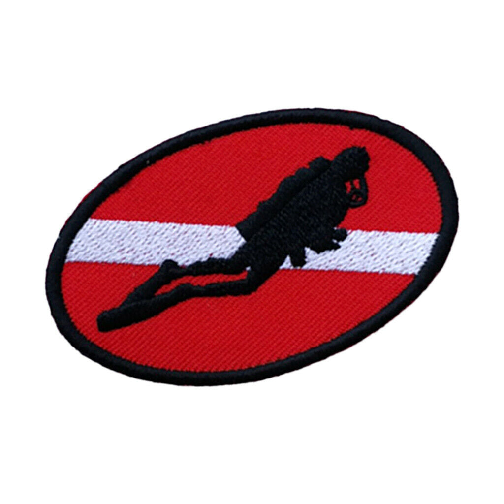 Ellipse Diver Down Flag Patch Embroidered Iron On Sew On Scuba Diving PADI