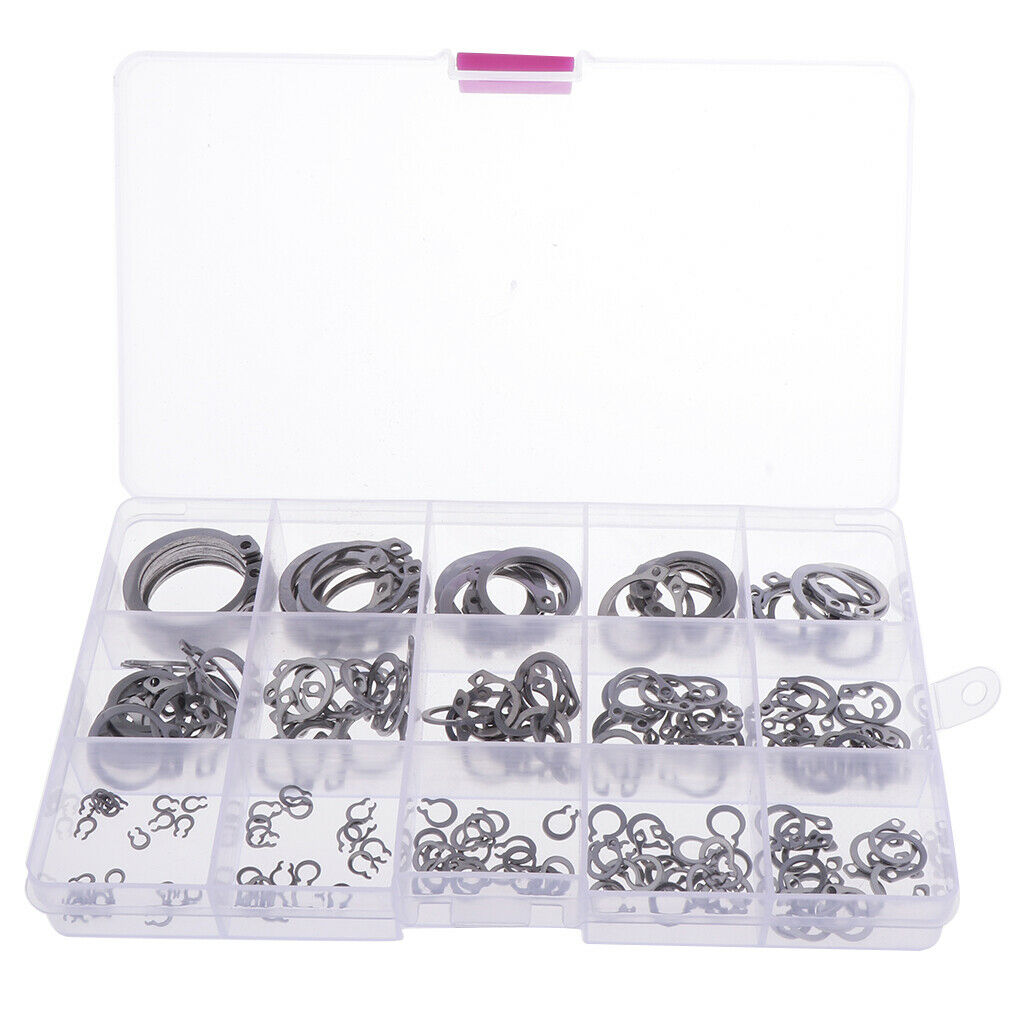 225Pcs Steel External Circlip Retaining Ring Snap Ring Assortment Kit ï¼ŒFor