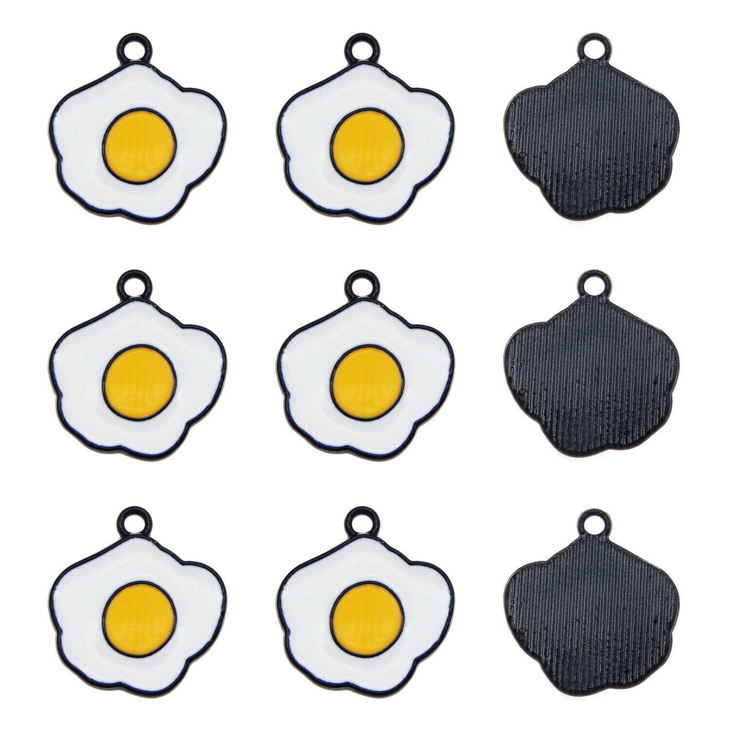 20 pcs Fried Egg Alloy Charm Enamel Dangle For Earring Pendant Findings 18*17mm