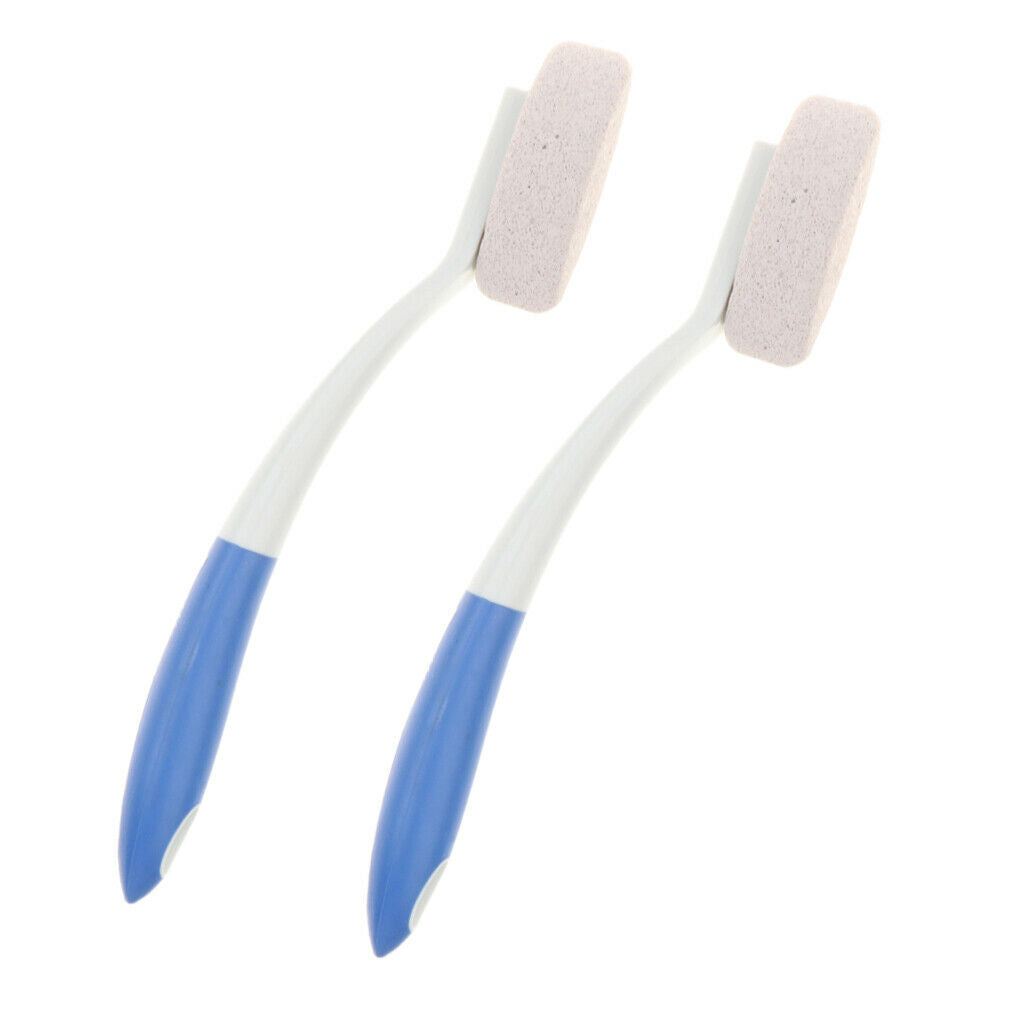 2pcs Long Handle Pumice Stone Foot Scrubber Bath Dry Dead Skin Remove Tool