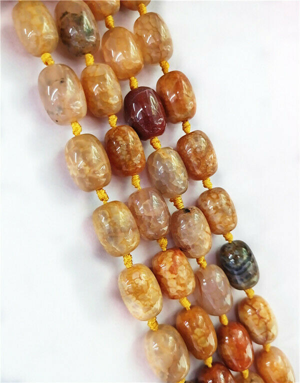 1 Strand 19x13mm Brown Dragon Veins Agate DIY Barrel Loose Beads 15.5inch HH8488