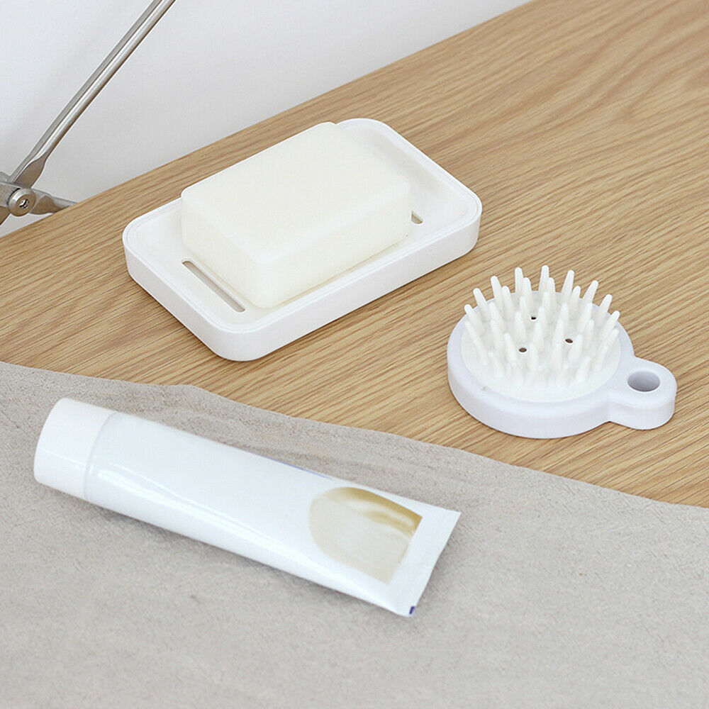 Double Layers Soap Dish Box Portable Holder Draining Bathroom Shower Home Acc