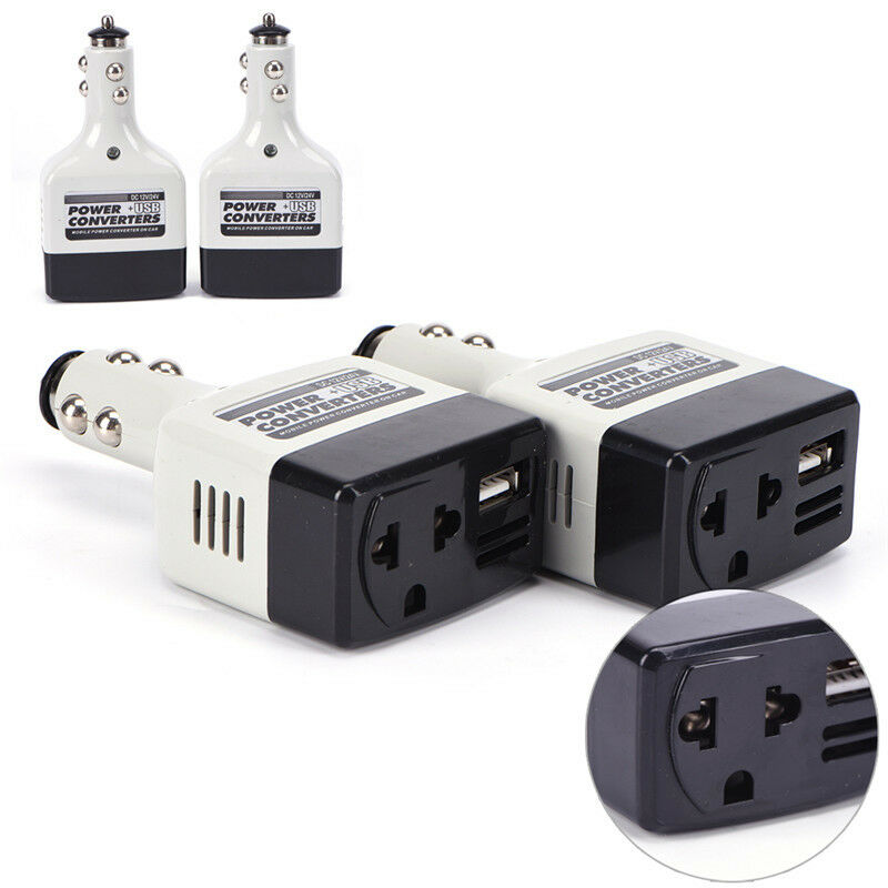 AutoCharger Adapter DC 12V To AC Converter 220V Mobile Charger Power With USB DD