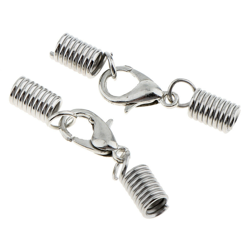 20Pcs Lobster Clasp with Spring Clasp Cord End Crimp Caps Necklace Connector