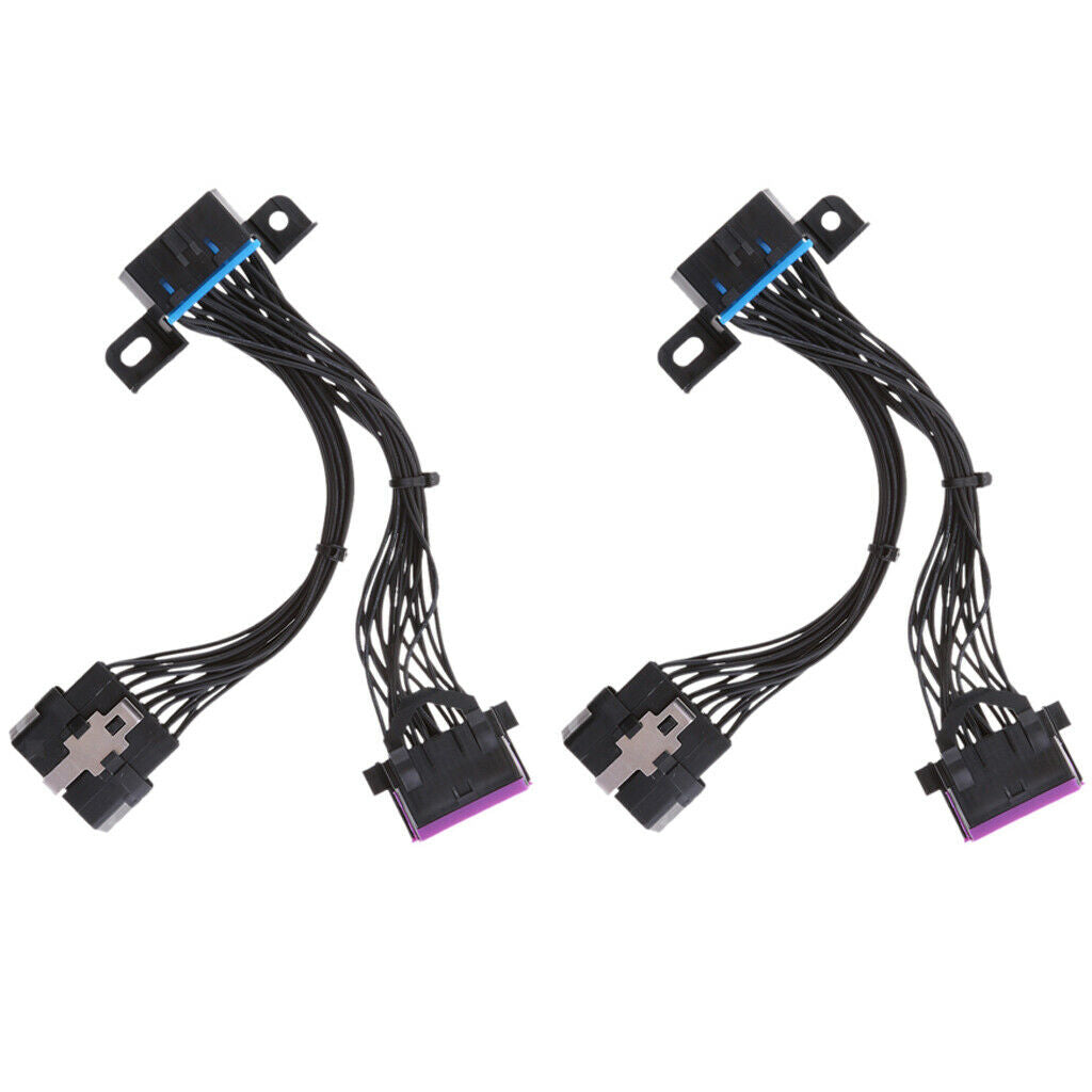 2 Pcs 16-Pin OBD2 OBDII Y Splitter Male to Female Connector Extension Cable