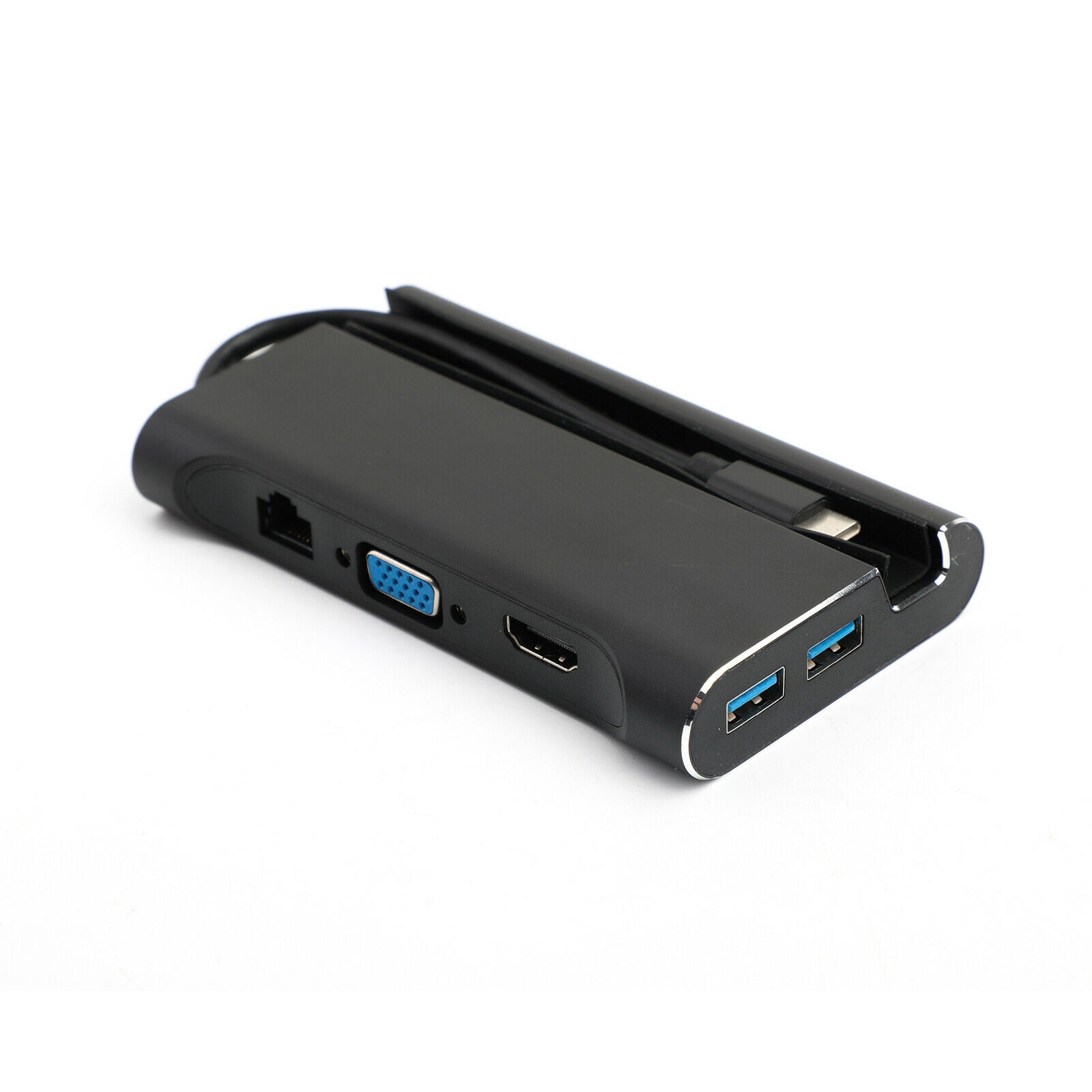 7 in 1 Type-C HUB Converter 4K HDM VGA RJ45 3 USB3.0 Splitter Adapter Dock