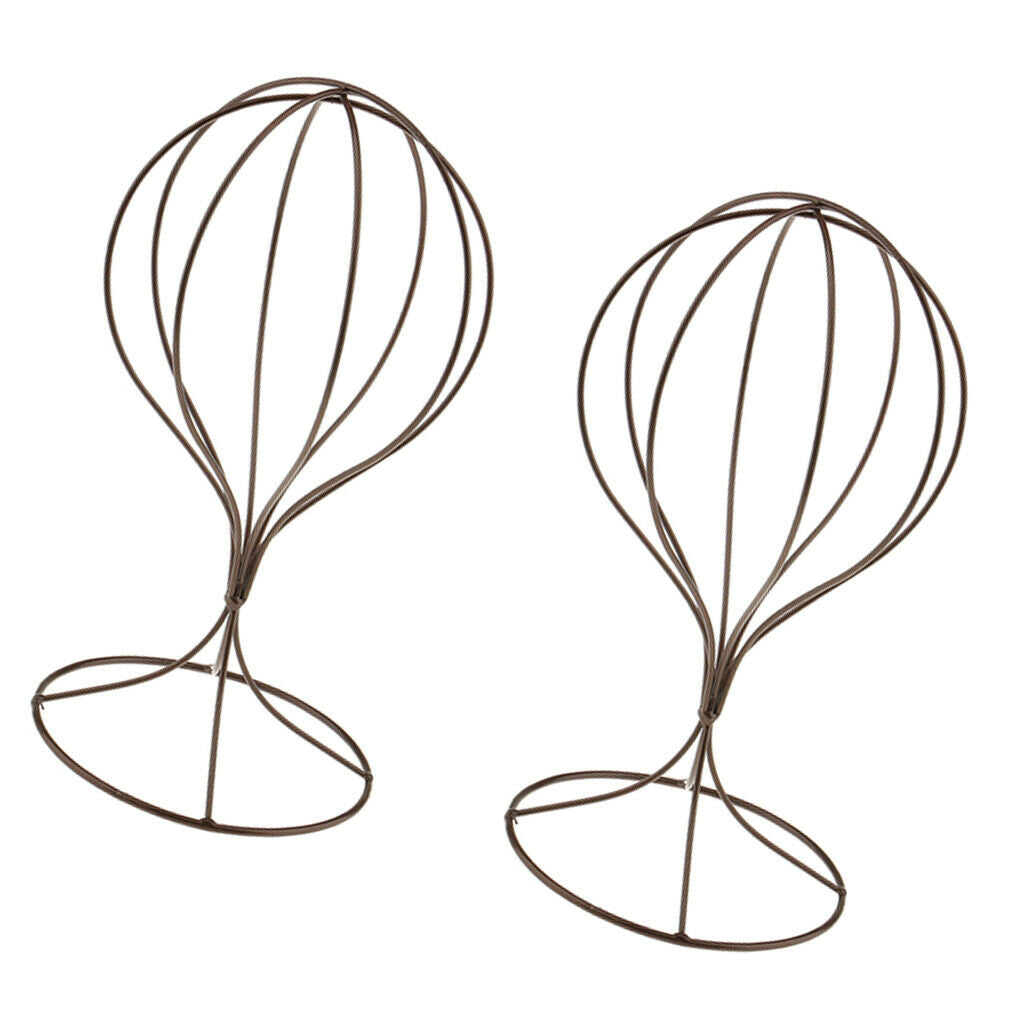 2pcs Metal Hat  Storage Display Holder Hair Wigs Rack Shelf Stand Bronze